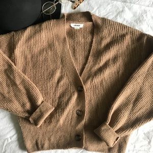 Garage 3 button light brown cropped cardigan